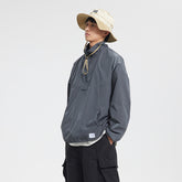 Unisex Jacket Shell Jacket Half Zipped Stand Collar Coat Jacket